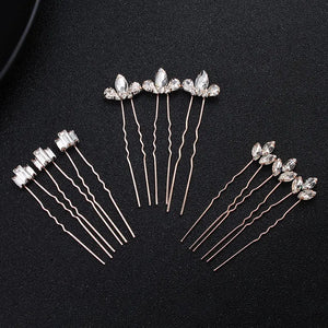 9pcs Rhinestone Wedding Hairpins Bridal Hair Accessories Crystal Jewelry Clip