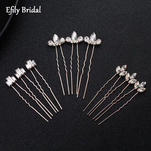 9pcs Rhinestone Wedding Hairpins Bridal Hair Accessories Crystal Jewelry Clip