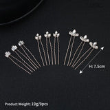 9pcs Rhinestone Wedding Hairpins Bridal Hair Accessories Crystal Jewelry Clip