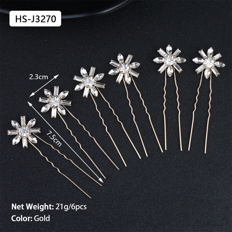 Efily Bridal Hair Pins Wedding Hair Accessories Pearl Rhinestone Hairpin Bride
