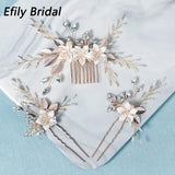 Crystal Hair Combs Pins Set Wedding Hair Accessories
