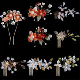 Vintage Chinese Hanfu Hairpins Flower Hair Combs Wedding Head Jewelry