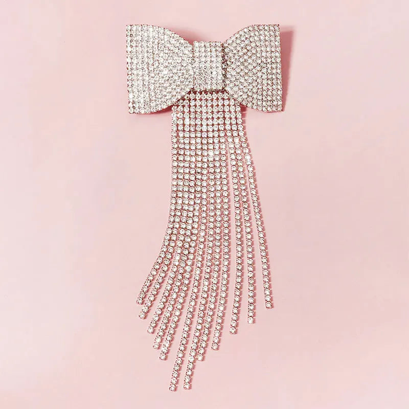 Crystal Hair Clip Bow Wedding Hair Accessories Silver