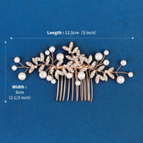 Crystal Rhinestone Pearl Leaf Bridal Hair Comb Tiara Hairpin