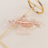 Crystal Rhinestone Pearl Leaf Bridal Hair Comb Tiara Hairpin