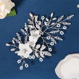 Efily Flower Pearl Bridal Hair Comb Rhinestone Crystal Wedding Hair Accessories