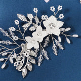 Efily Flower Pearl Bridal Hair Comb Rhinestone Crystal Wedding Hair Accessories