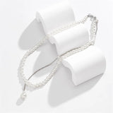Efily Pearl Back Drop Necklace Long Bridal Chain Jewelry