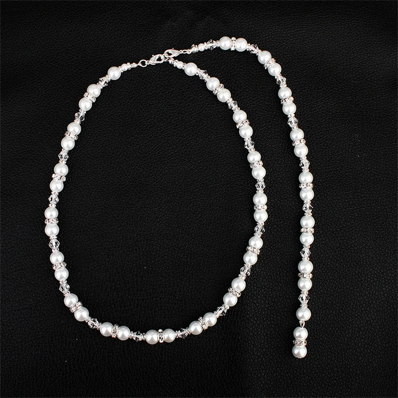 Pearl Back Drop Necklace for Backless Dress Crystal Rhinestone Jewelry