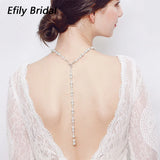 Pearl Back Drop Necklace for Backless Dress Crystal Rhinestone Jewelry