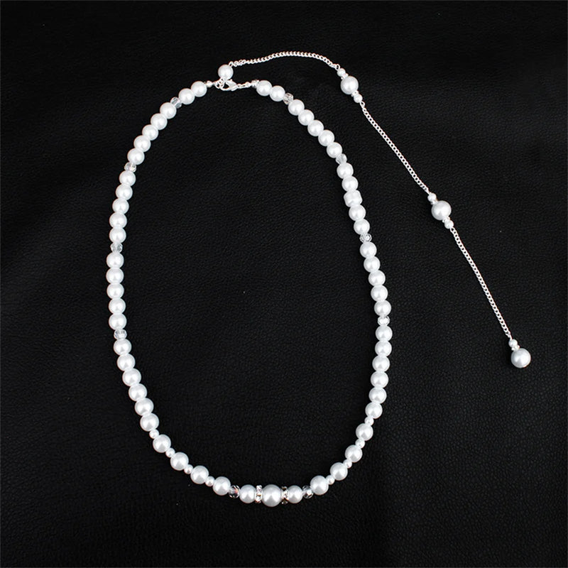 Efily Pearl Backdrop Necklace Bridal Jewelry for Party Backless Dress