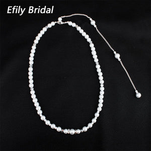 Efily Pearl Backdrop Necklace Bridal Jewelry for Party Backless Dress