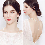 Efily Pearl Backdrop Necklace Bridal Jewelry for Party Backless Dress