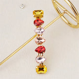 Red Square Crystal Hair Clip Rhinestone Barrette Hairpin