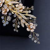 Efily Crystal Wedding Hair Clip Flower Leaf Bride Hair Accessories Pearl Bridal
