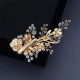 Efily Crystal Wedding Hair Clip Flower Leaf Bride Hair Accessories Pearl Bridal