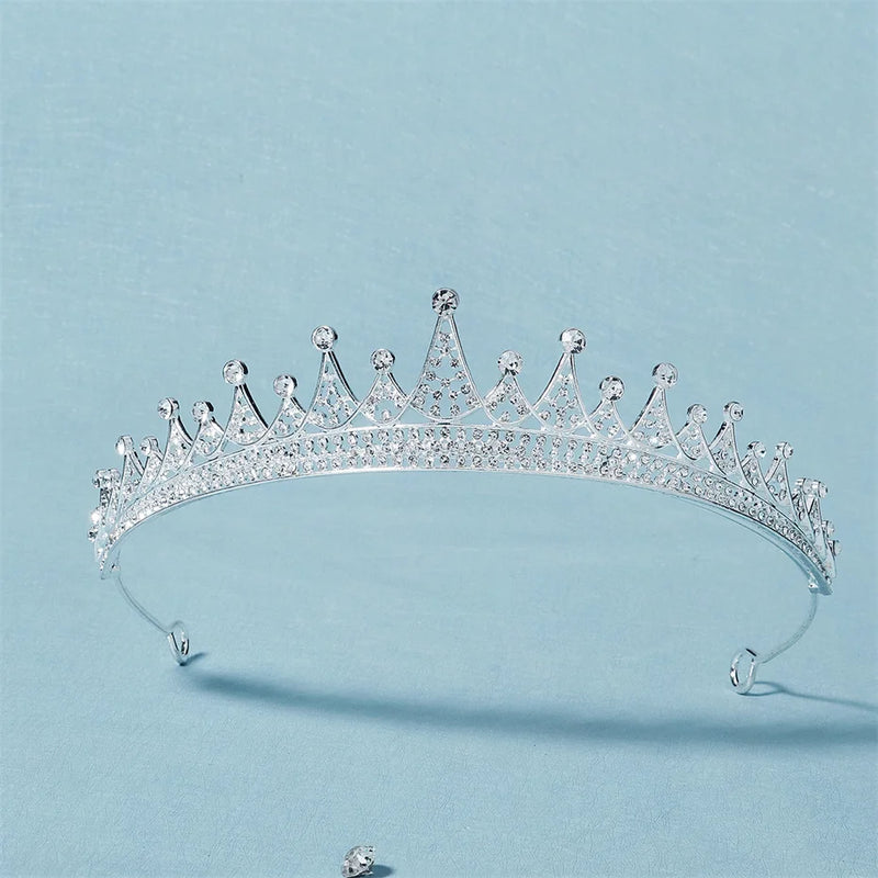 Princess Crystal Tiara Headband Silver Rhinestone Bridal Crown