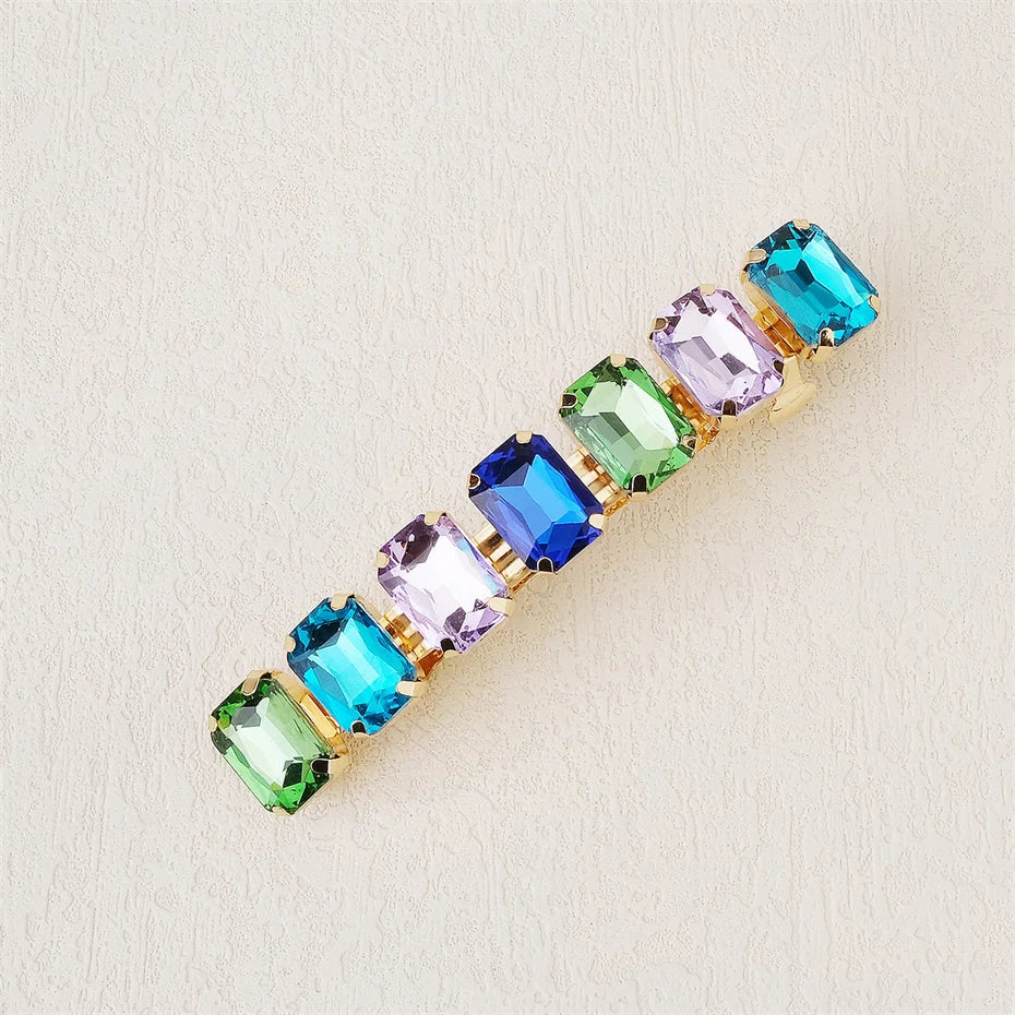 Square Rhinestone Barrette Hairpin Geometric Hair Jewelry Accessories