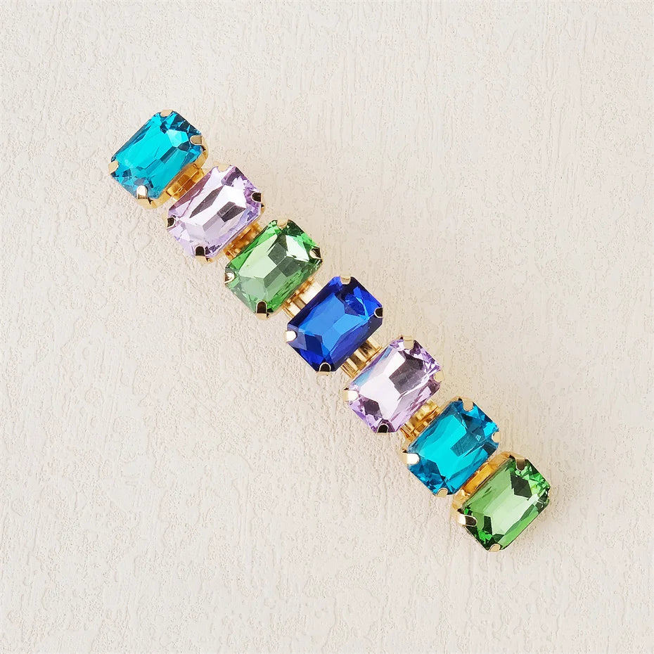 Square Rhinestone Barrette Hairpin Geometric Hair Jewelry Accessories