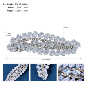 CZ Hair Clip Crystal Barrette Wedding Headpiece Bridal Jewelry
