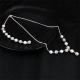 Efily Pearl Rhinestone Back Necklace Body Chain Jewelry Wedding Party