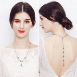 Efily Pearl Rhinestone Back Necklace Body Chain Jewelry Wedding Party