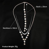 Efily Pearl Rhinestone Back Necklace Body Chain Jewelry Wedding Party