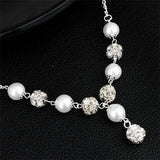 Efily Pearl Rhinestone Back Necklace Body Chain Jewelry Wedding Party