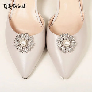 Efily Flower Rhinestone Shoe Clip Decorations for High Heels