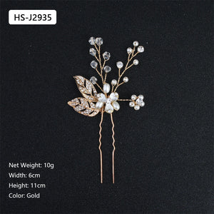 Bridal Hair Pin for Wedding Pearl Rhinestone Flower Bride Hairpin