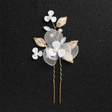 Bridal Hair Pin for Wedding Pearl Rhinestone Flower Bride Hairpin