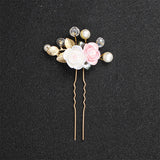 Bridal Hair Pin for Wedding Pearl Rhinestone Flower Bride Hairpin