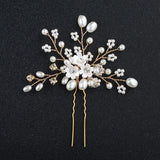 Bridal Hair Pin for Wedding Pearl Rhinestone Flower Bride Hairpin