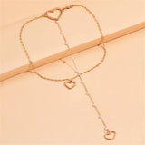 Efily Love Heart Pendant Backdrop Necklace Wedding Dress Accessories