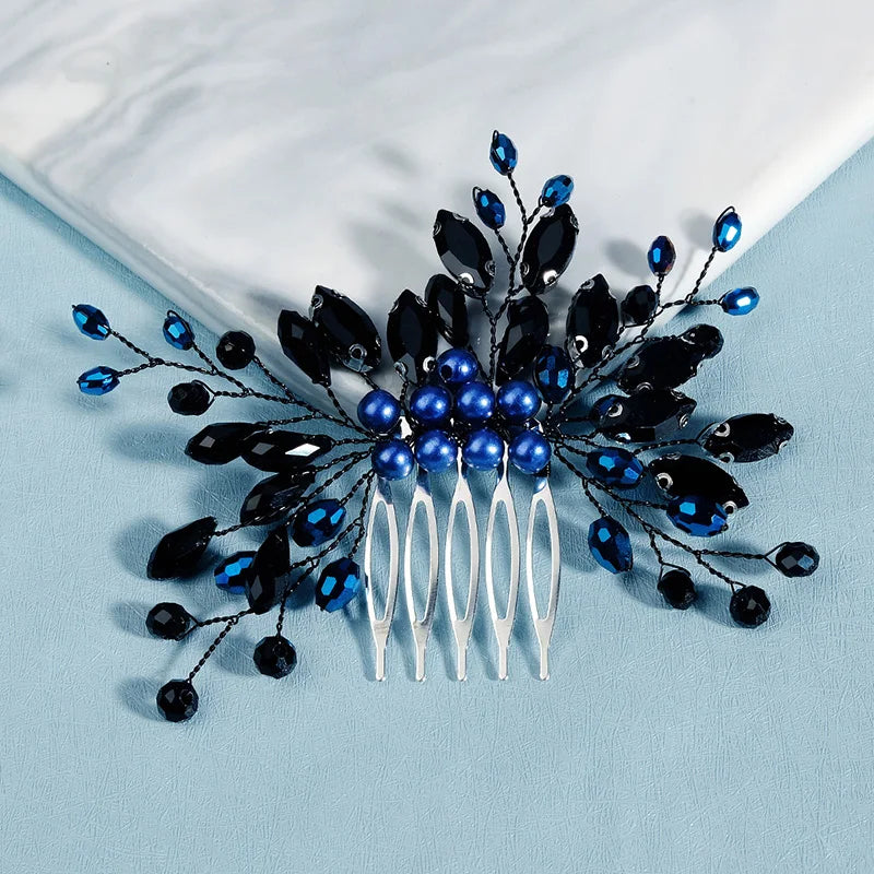 Efily Flower Hair Comb Pearl Rhinestone Hair Accessories for Bride Wedding Tiara