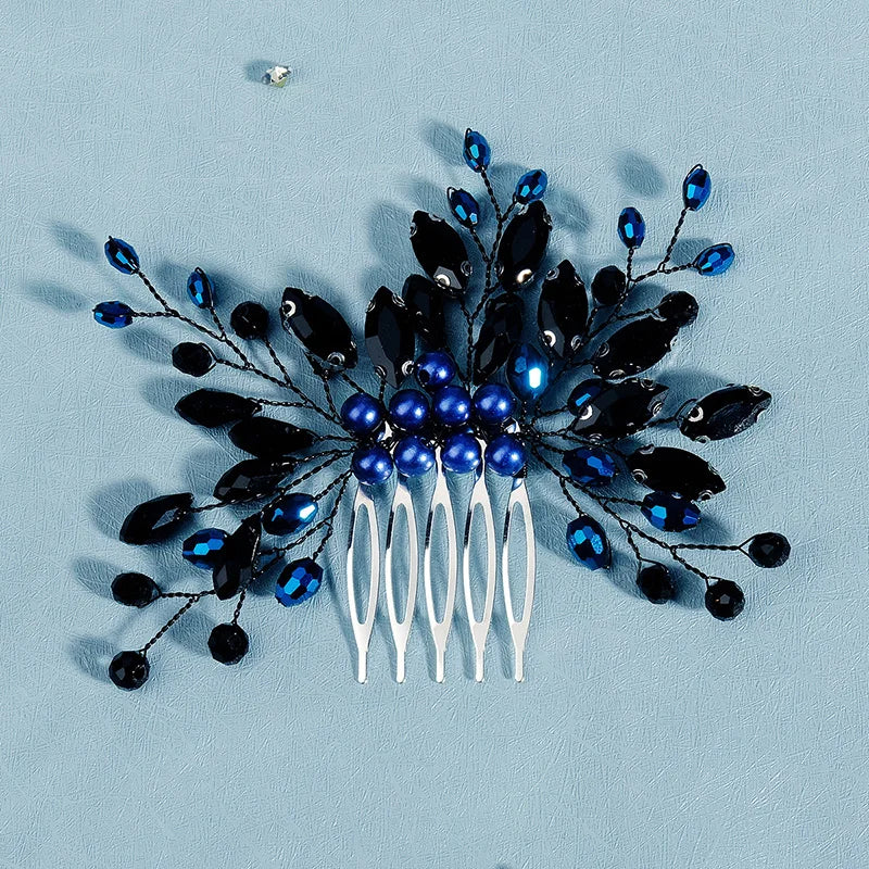 Efily Flower Hair Comb Pearl Rhinestone Hair Accessories for Bride Wedding Tiara