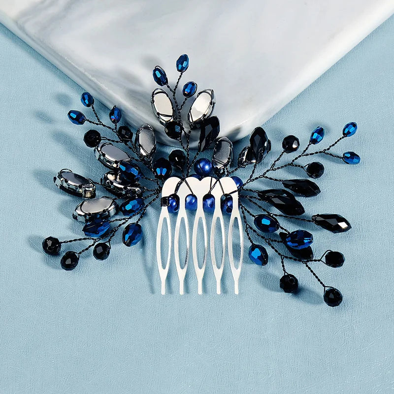 Efily Flower Hair Comb Pearl Rhinestone Hair Accessories for Bride Wedding Tiara