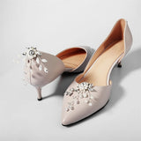 Efily Pearl Crystal Shoe Clips Rhinestone Wedding Shoe Decorations