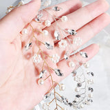 Efily Pearl Rhinestone Headband Bridal Hair Accessories for Women Bride