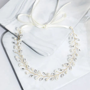 Efily Pearl Rhinestone Headband Bridal Hair Accessories for Women Bride