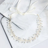 Efily Pearl Rhinestone Headband Bridal Hair Accessories for Women Bride
