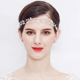 Efily Pearl Rhinestone Headband Bridal Hair Accessories for Women Bride
