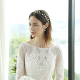 Bridal Back Necklace Crystal Rhinestone Pearl Pendant Wedding Accessory