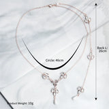 Bridal Back Necklace Crystal Rhinestone Pearl Pendant Wedding Accessory