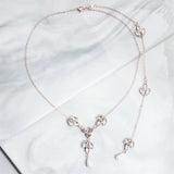 Bridal Back Necklace Crystal Rhinestone Pearl Pendant Wedding Accessory