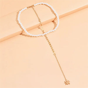 Efily Pearl Back Drop Necklace Wedding Accessories Spider Pendant