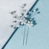 Pearl Rhinestone Flower Hair Pin Wedding Women Head Jewelry Crystal Hairpin Clip