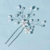 Pearl Rhinestone Flower Hair Pin Wedding Women Head Jewelry Crystal Hairpin Clip