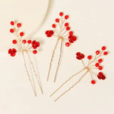 Efily Pearl Bridal Flower Hairpins for Women Bride Headdress