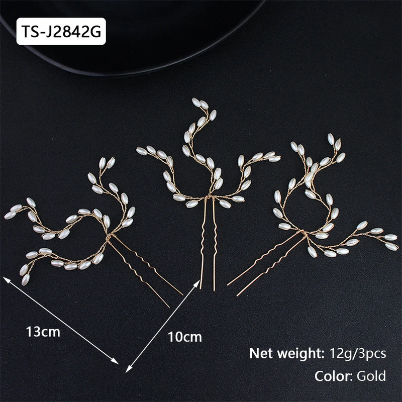 Efily Pearl Bridal Flower Hairpins for Women Bride Headdress